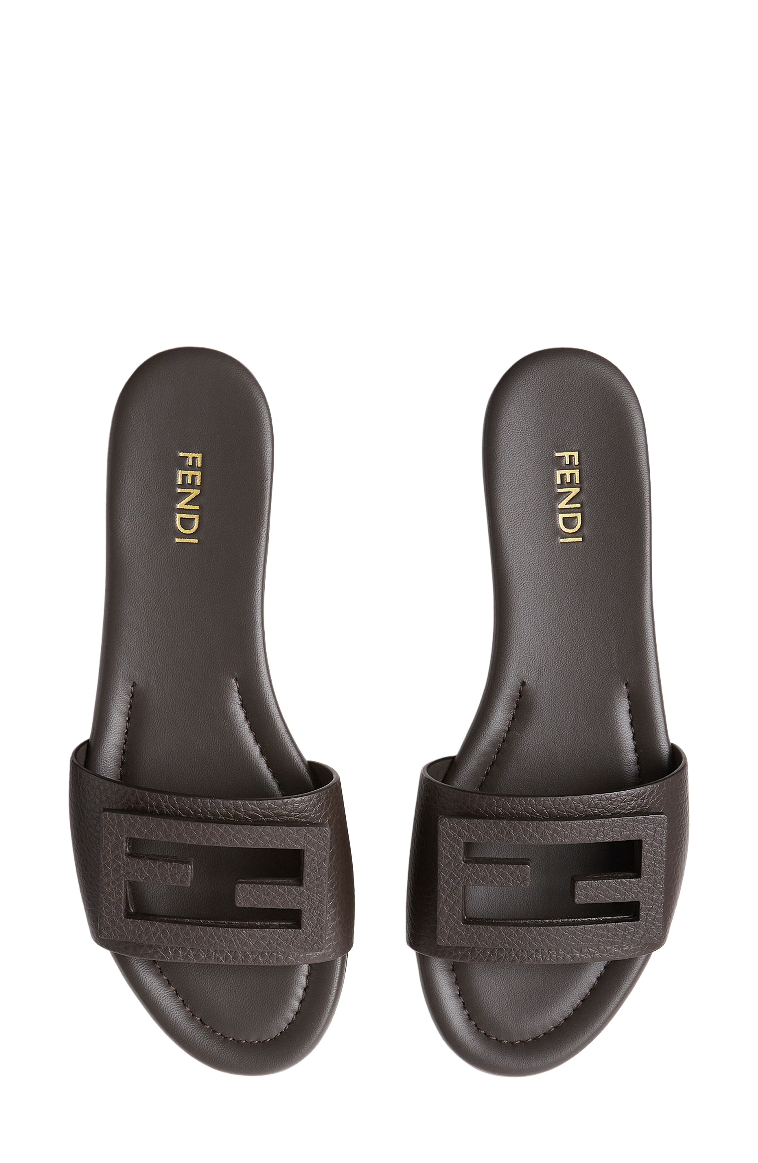 Baguette Leather Slide Sandal, Alternate, color, REAL EBANO