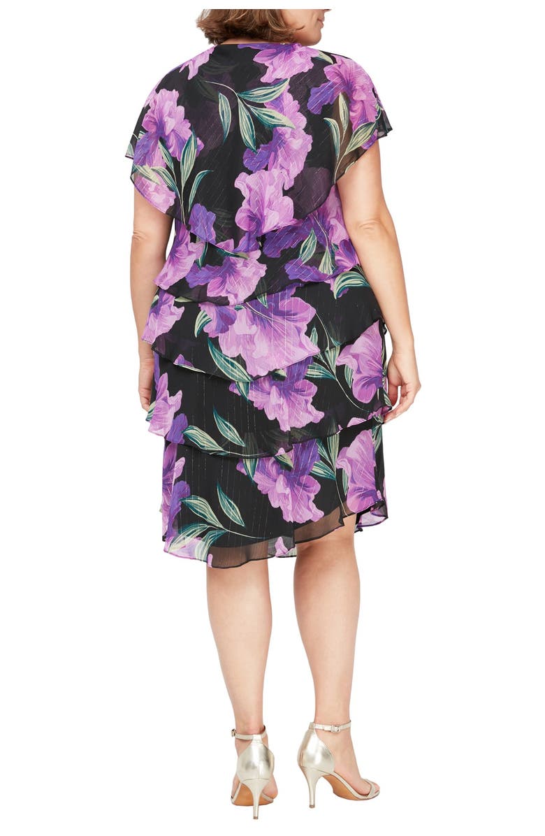 SLNY Floral Tiered Dress, Alternate, color, 