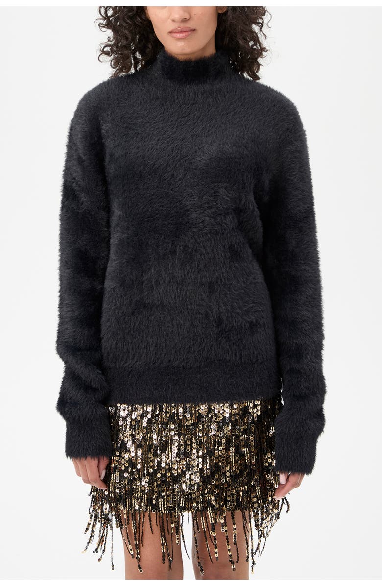 Trina Turk Rico Fringed Sequin Skirt, Alternate, color, Black/Gold