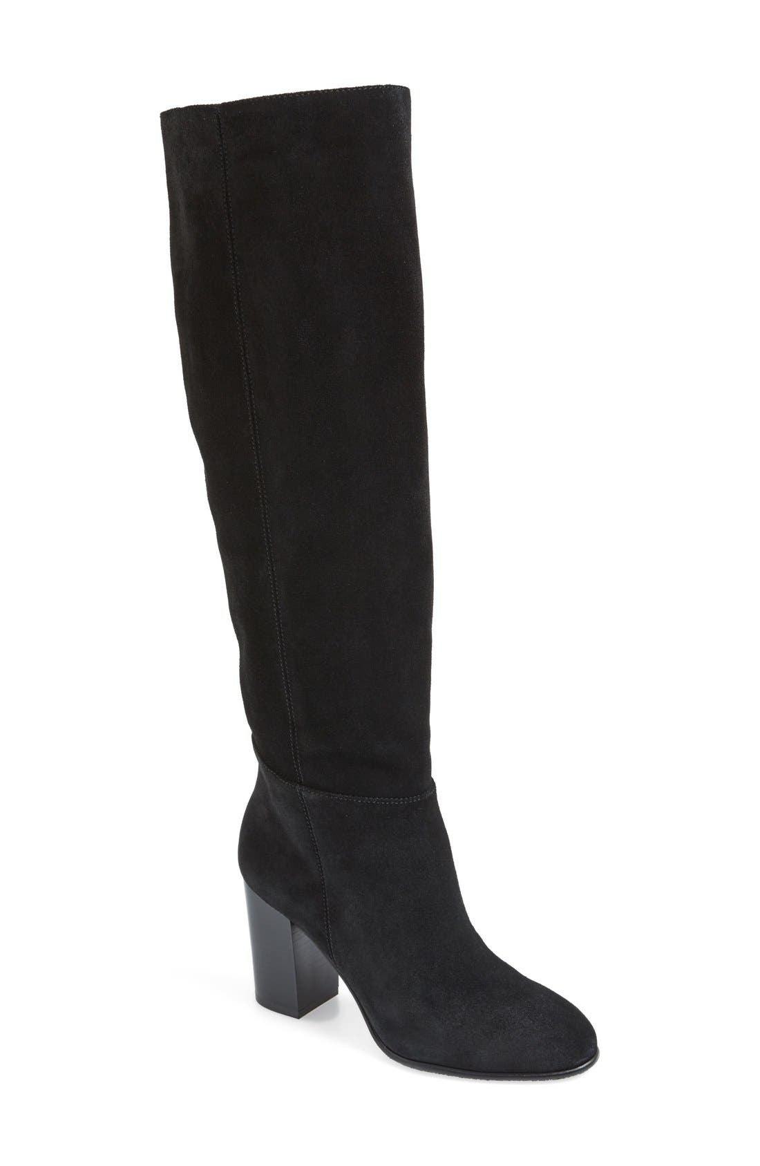 'Silas' Knee High Boot, Main, color, BLACK SUEDE