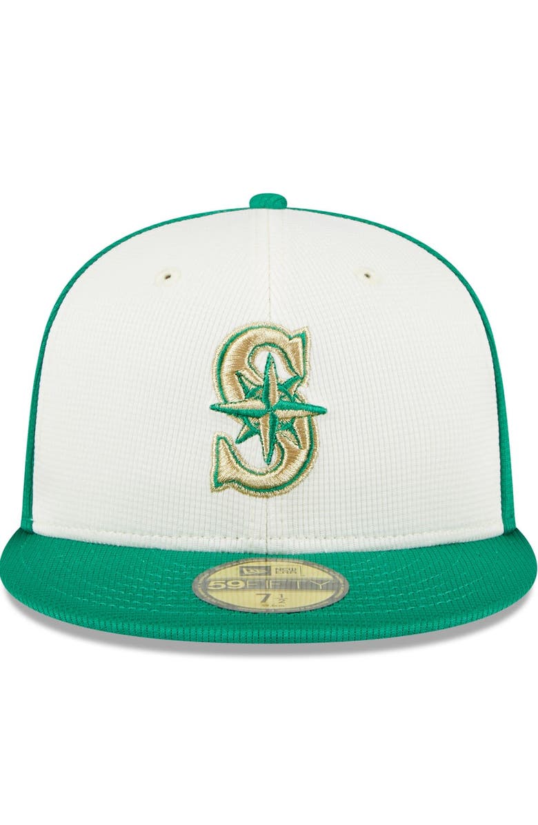 New Era Men's New Era White/Green Seattle Mariners 2024 St. Patrick's Day 59FIFTY Fitted Hat, Alternate, color, 