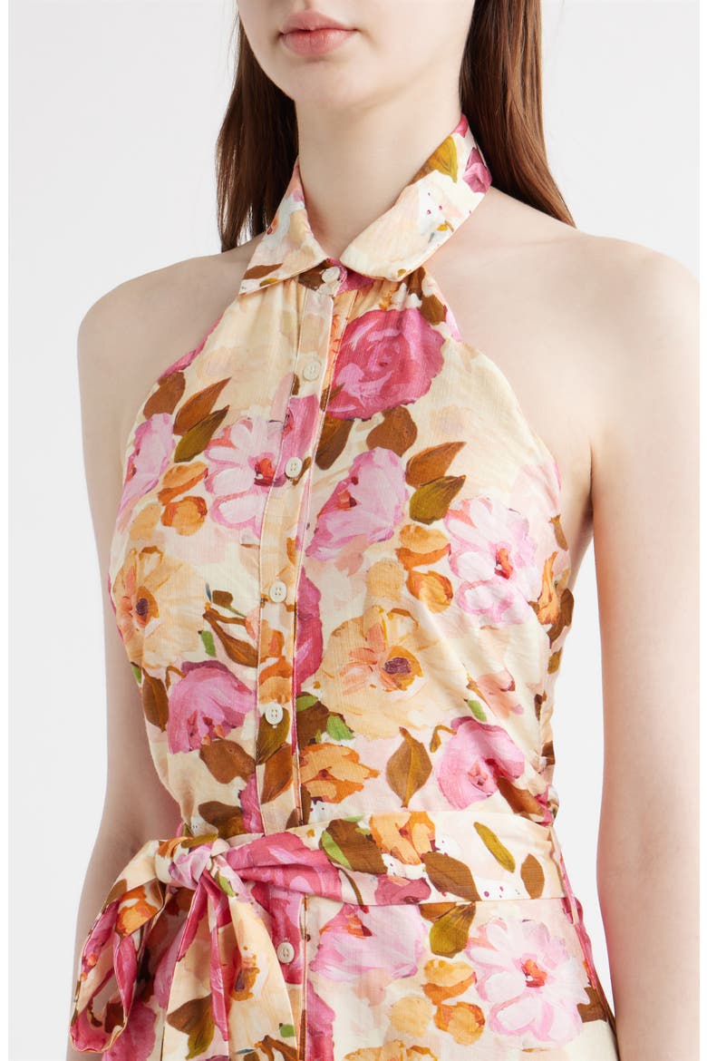 Bown Floral Halter Neck Dress, Alternate, color, IVORY RED MULTI