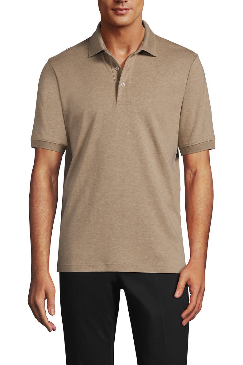 Short Sleeve Cotton Supima Polo Shirt, Main, color, Warm Taupe Heather