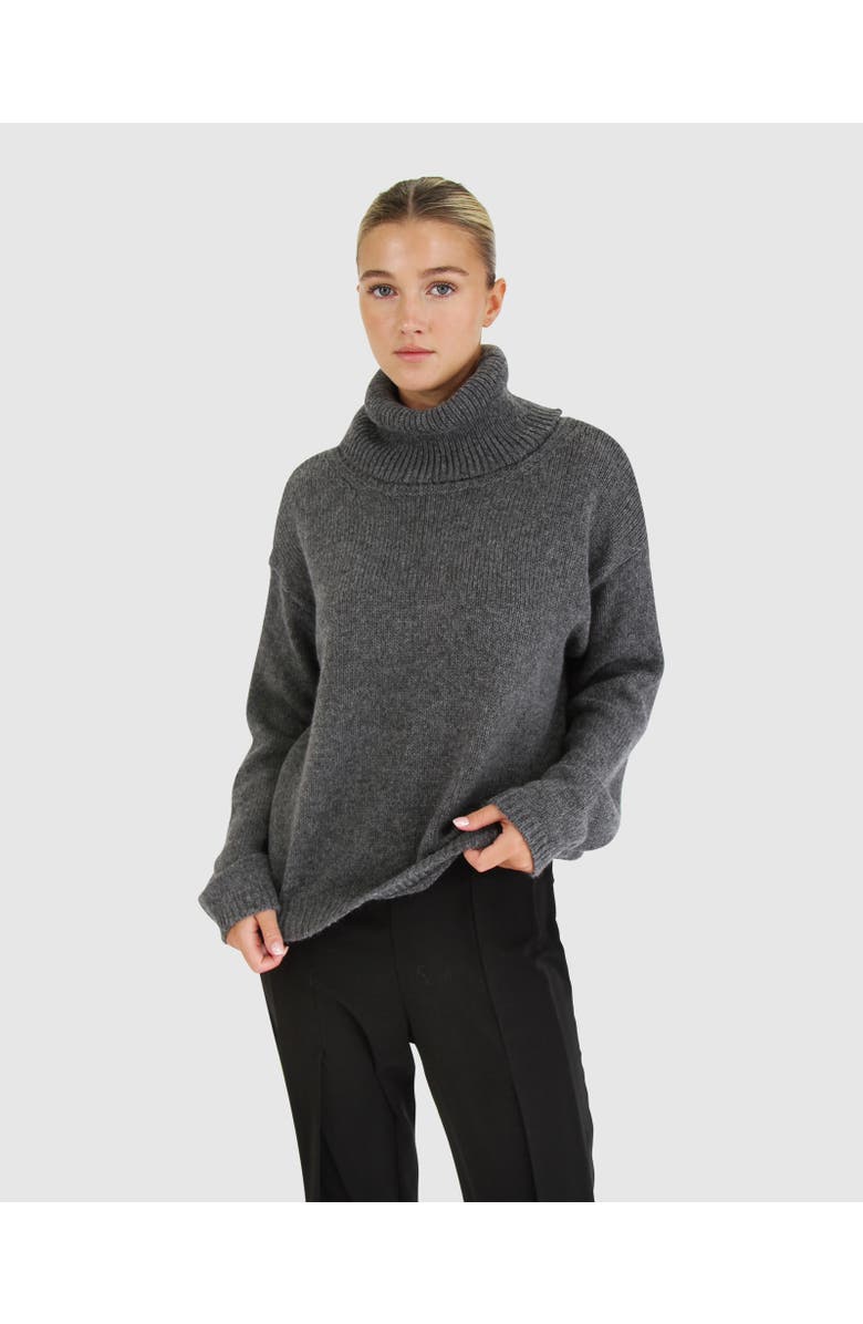 Belle & Bloom Right Here Waiting Open Back Knit, Main, color, Charcoal