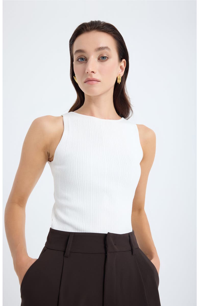 Monlicia Nila Ribbed Sleeveless Knit Top, Alternate, color, White