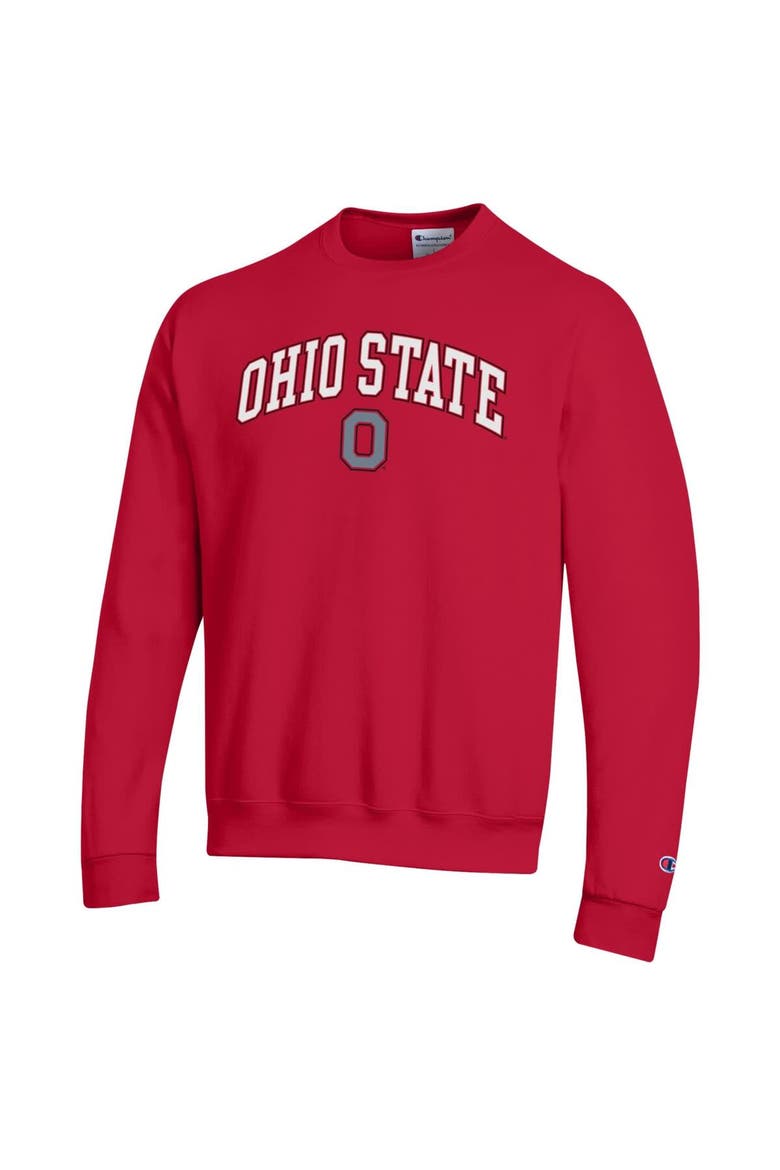 Men's Champion  Scarlet Ohio State Buckeyes Arch Over Logo Pullover Sweatshirt, Alternate, color, Scarlet
