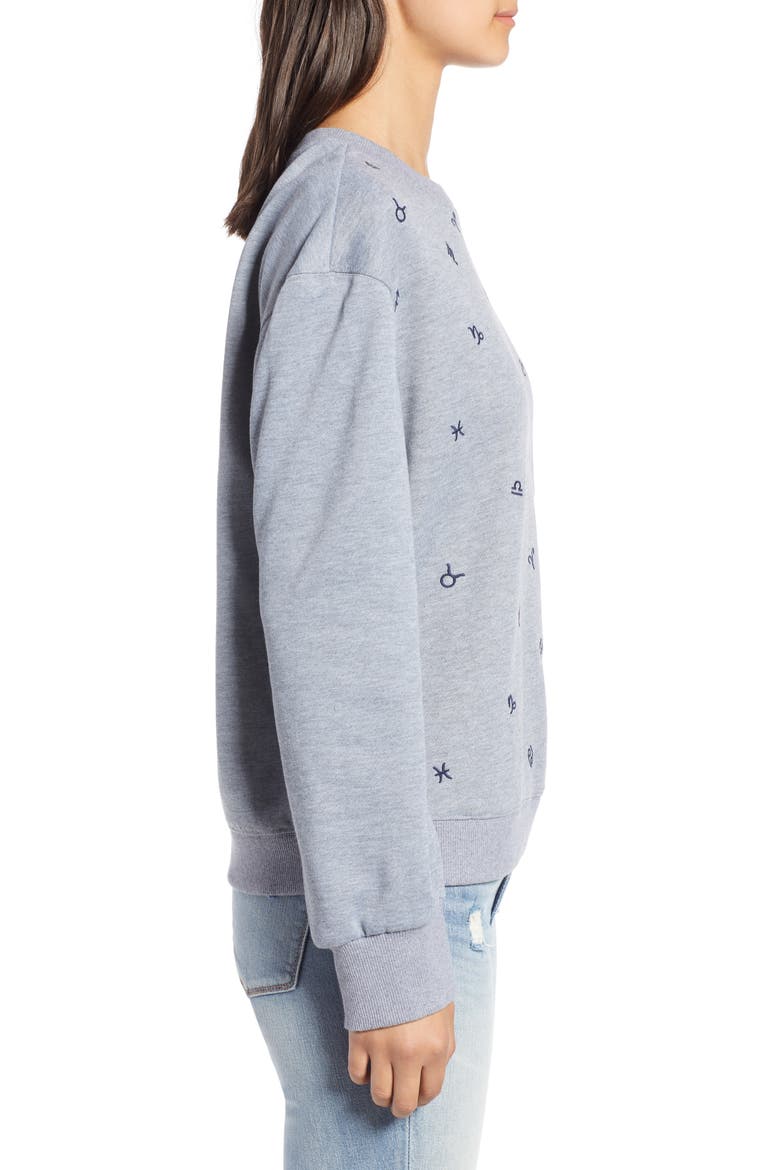 Zodiac Embroidered Sweatshirt, Alternate, color, HEATHER GREY