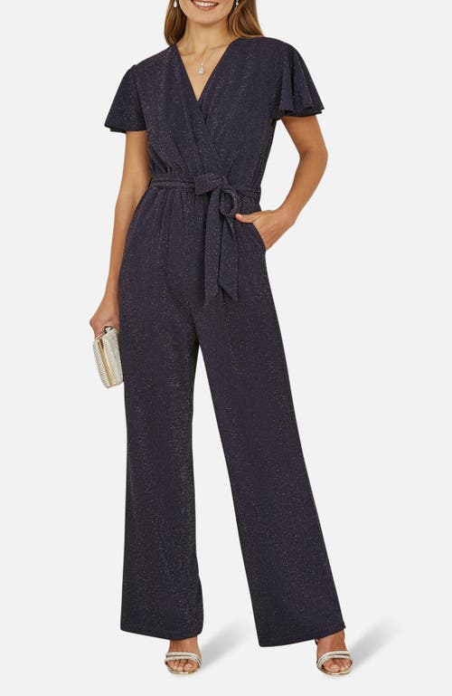 Yumi Sparkle Stretch Wrap Over Jumpsuit In Multi