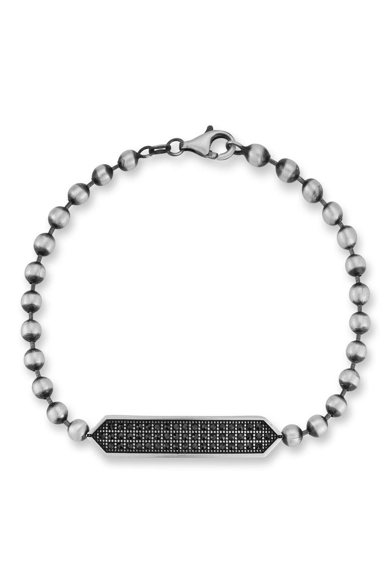 Men's Crystal Bar Bracelet, Main, color, BLACK/ SILVER