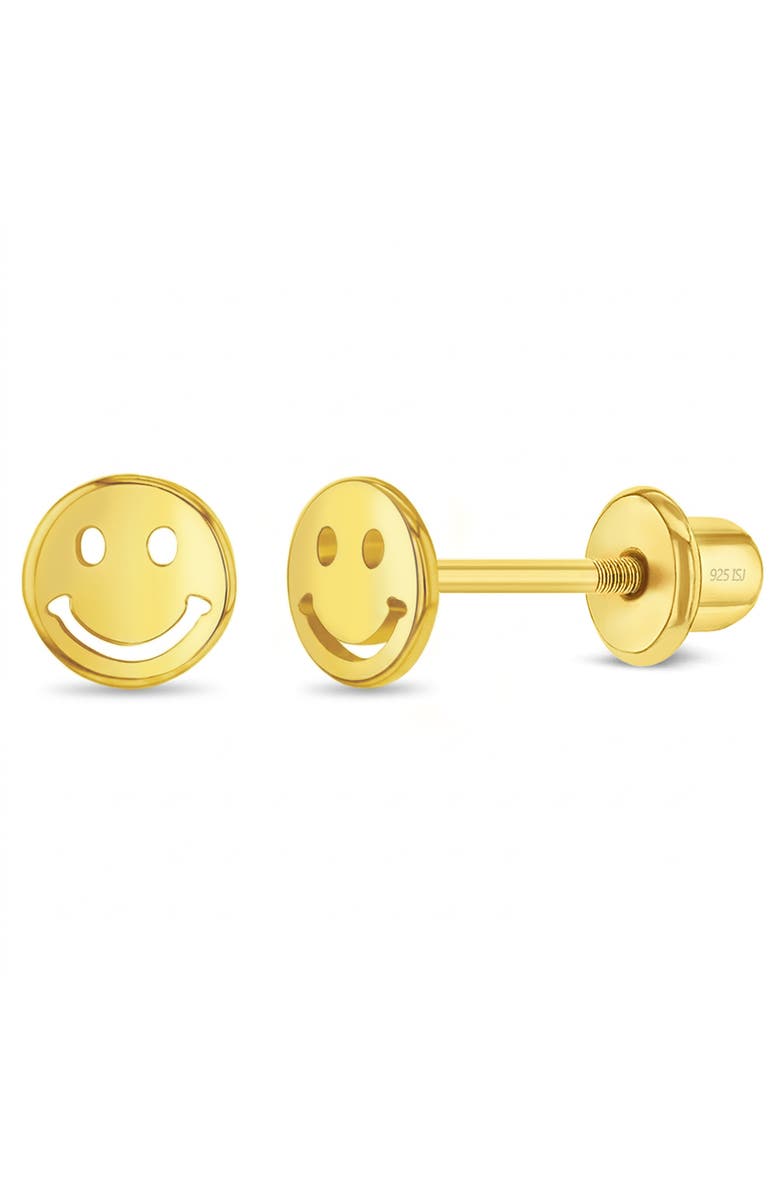 In Season Jewelry Smiling Face Plated Earrings, Main, color, Silver