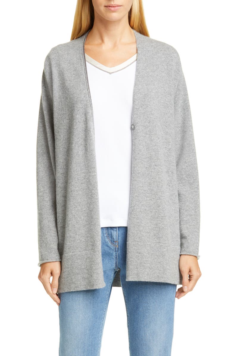 Fabiana Filippi Bead Trim Cashmere Cardigan, Alternate, color,