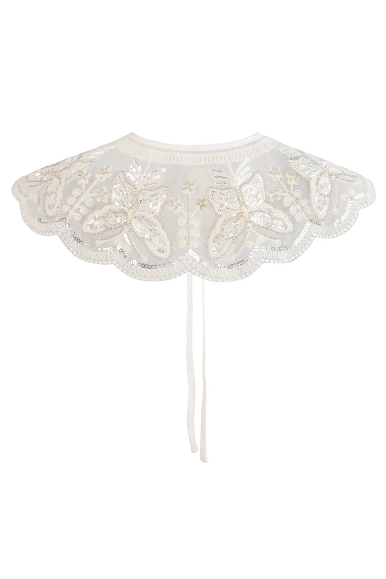 Embroidered Butterfly Stole, Alternate, color, White