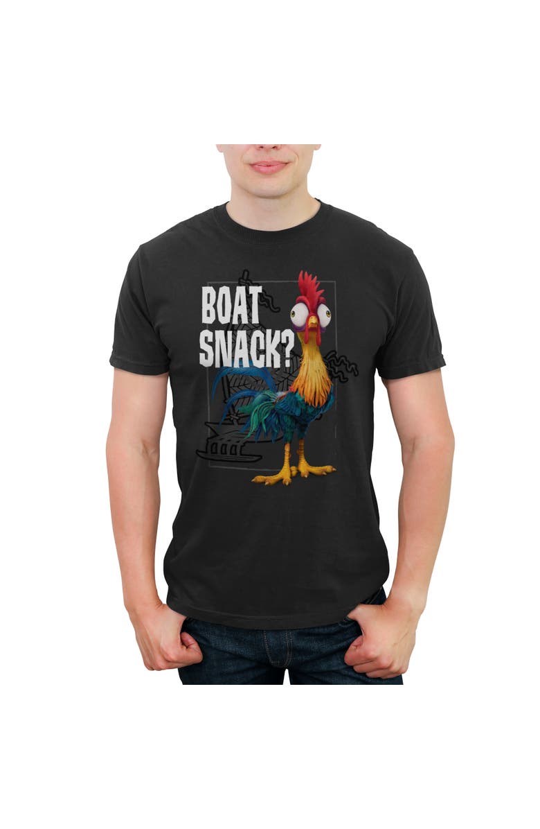 Moana Men's Moana Hei Hei Boat Snack  Graphic T-Shirt, Main, color, Black