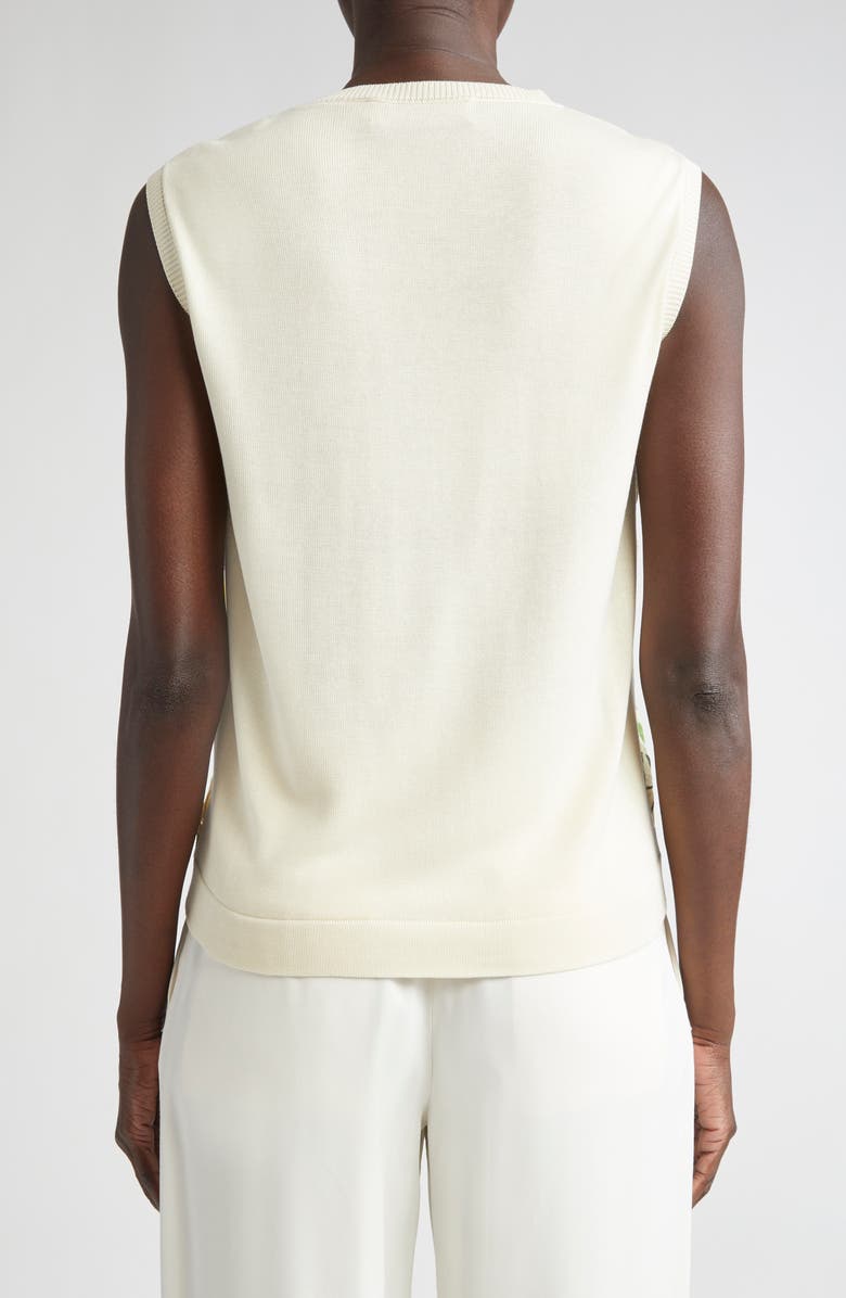 Oscar de la Renta Garden Rose Guipure Lace Sleeveless Sweater, Alternate, color, 