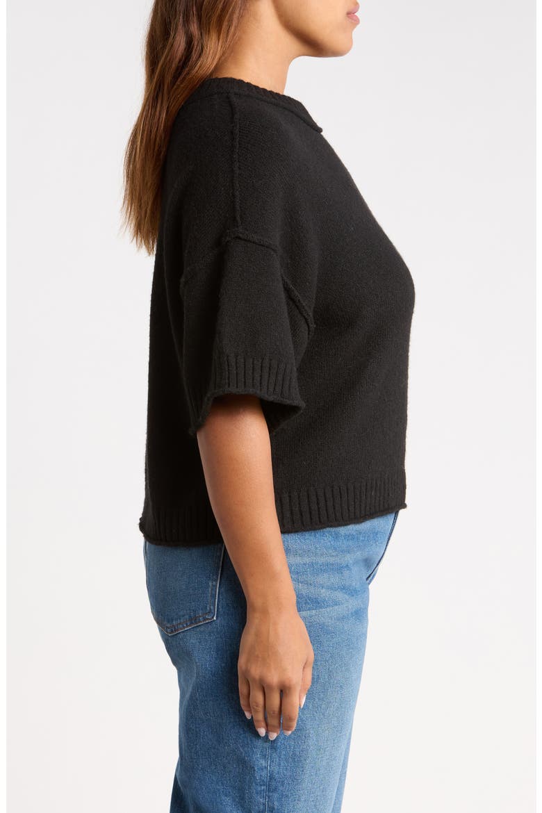 Broome Short Sleeve Crewneck Sweater, Alternate, color, BLACK
