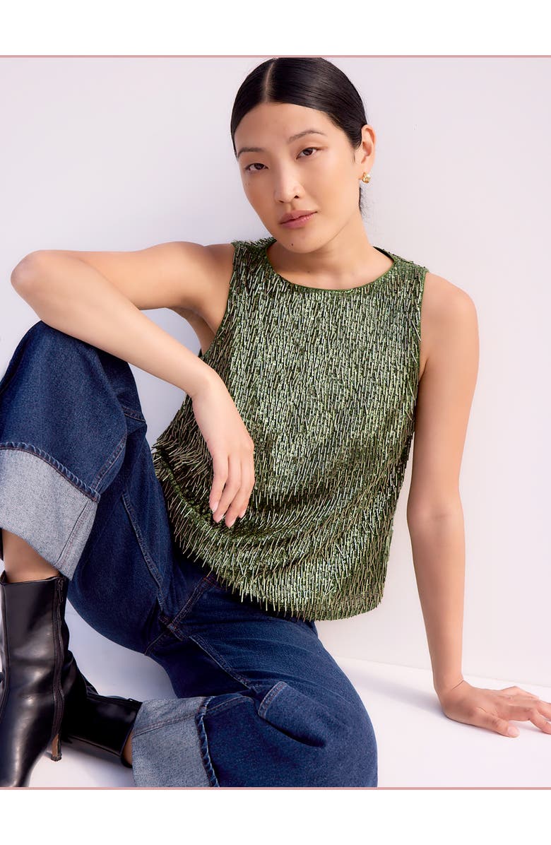 Ro&Zo Sequin Shell Tank Top, Alternate, color, Green