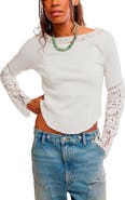 Free People Intimately FP Amber Lace Cuff Waffle Knit Top
