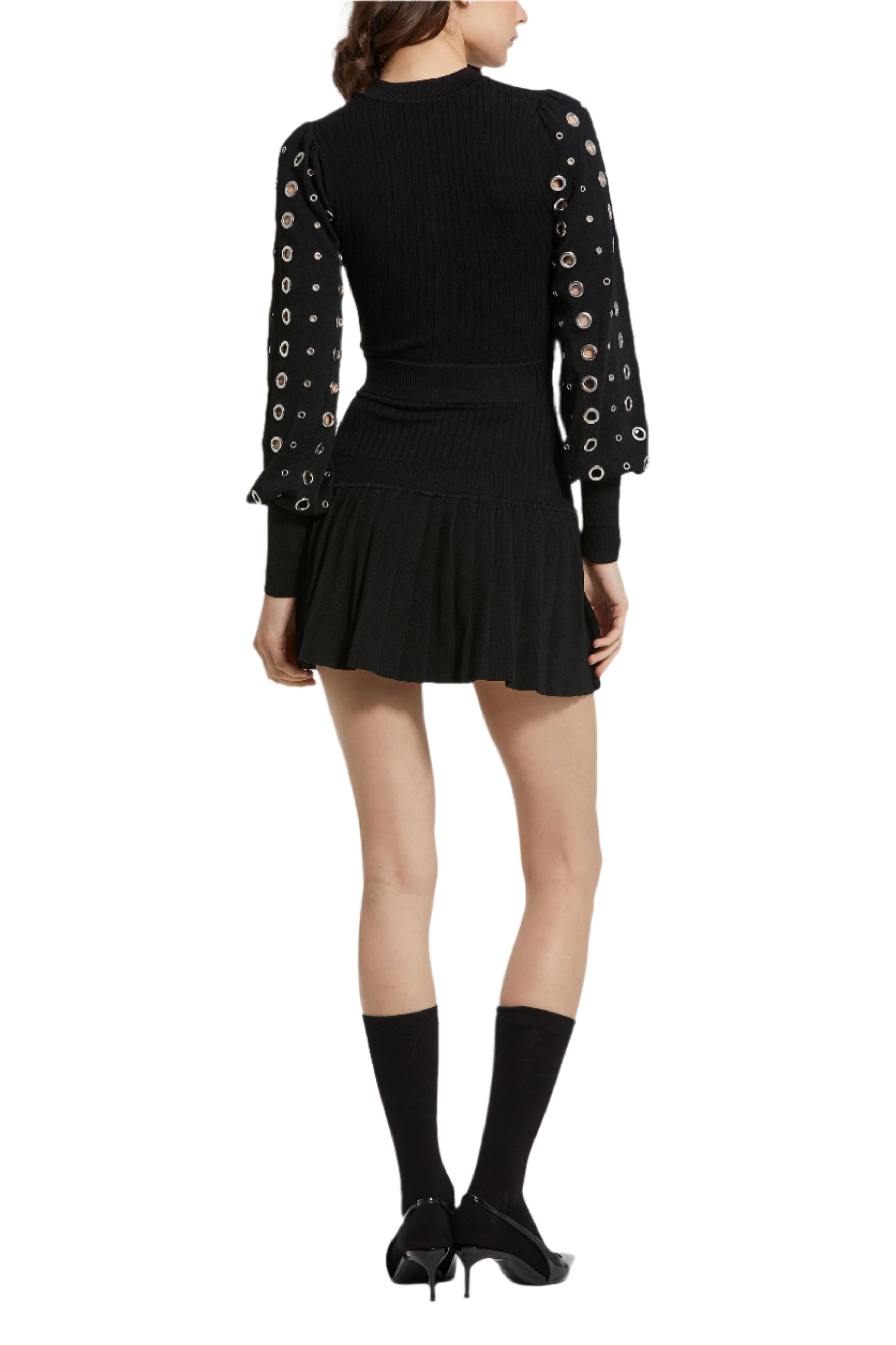 Knit Long Sleeve Grommet Mini Dress - image 2