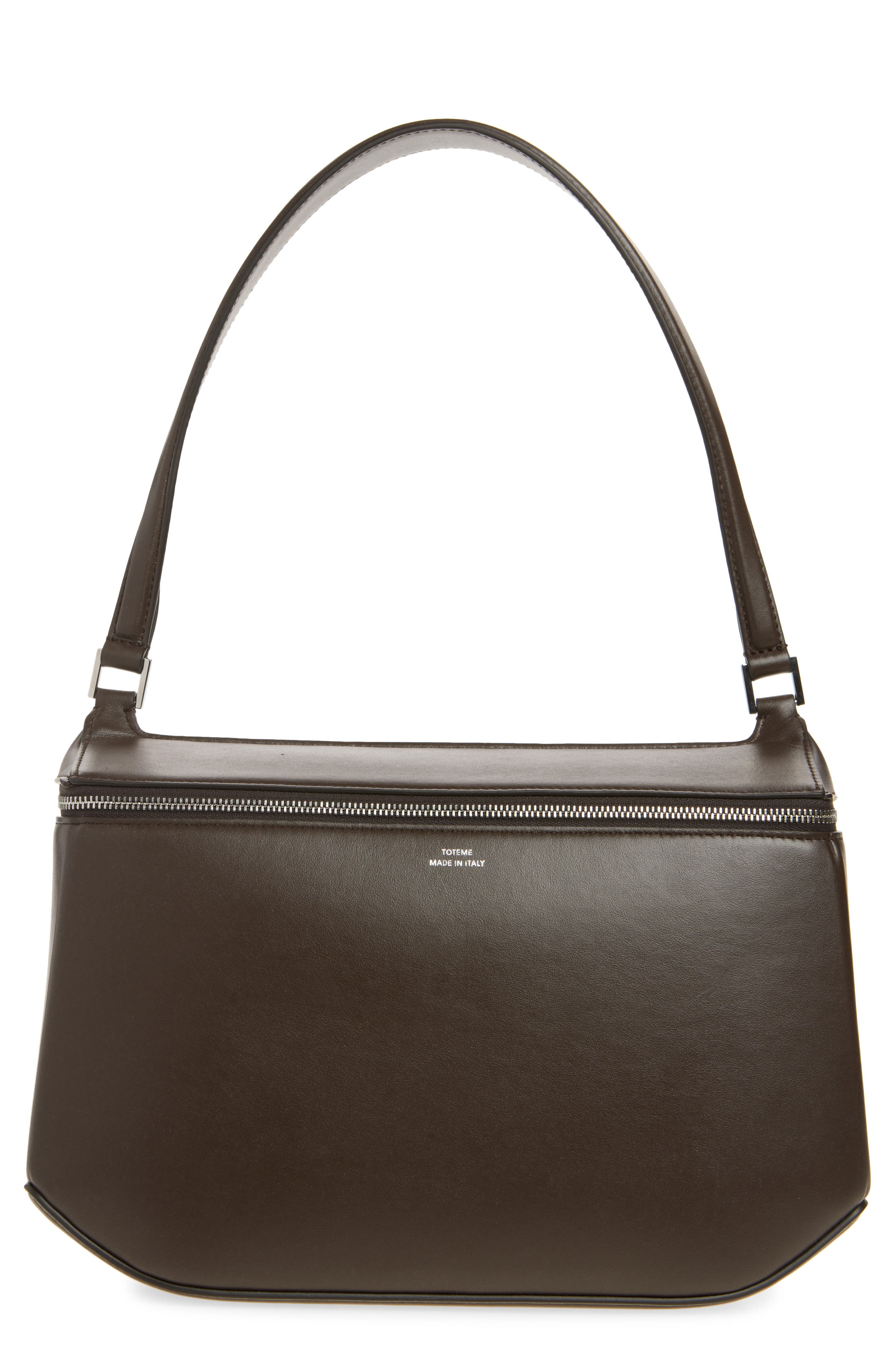 Clip Leather Shoulder Bag, Main, color, BROWN
