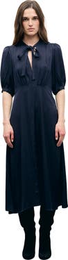GERARD DAREL Chani Tie Neck Midi Dress