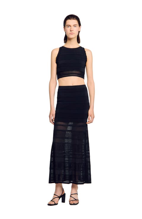 Maxi decorative knit skirt
