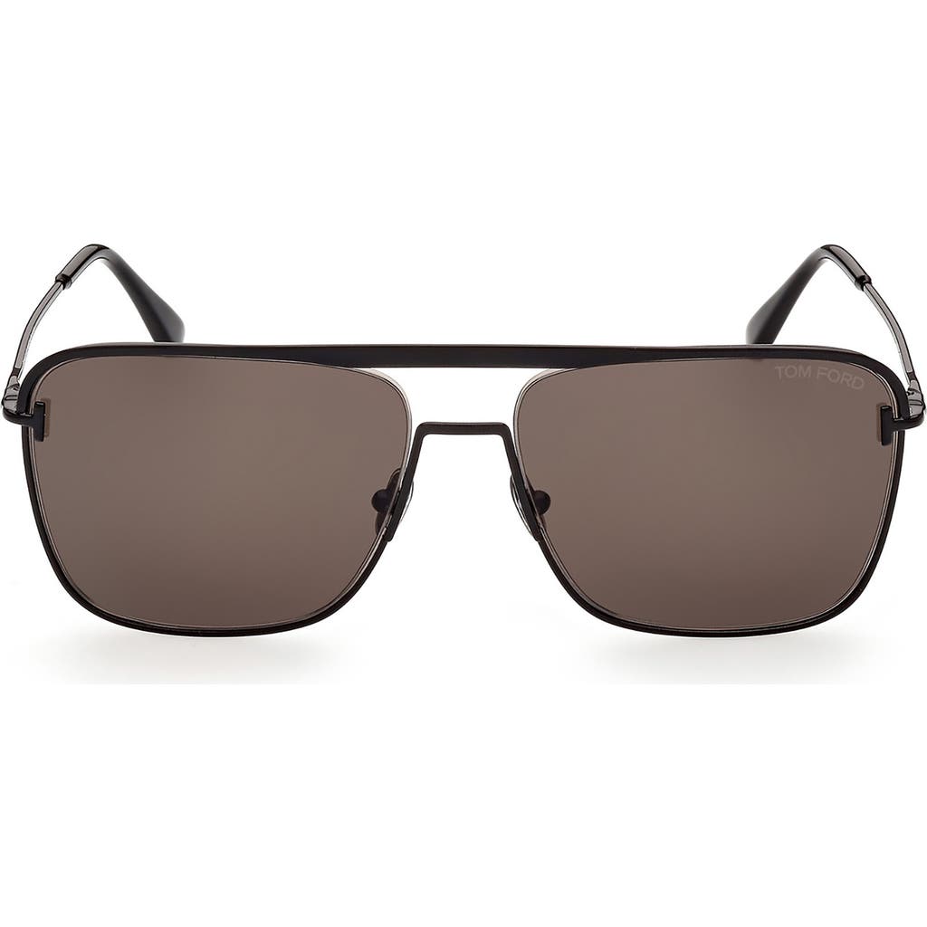 Tom Ford Jake 60mm Navigator Sunglasses In Brown