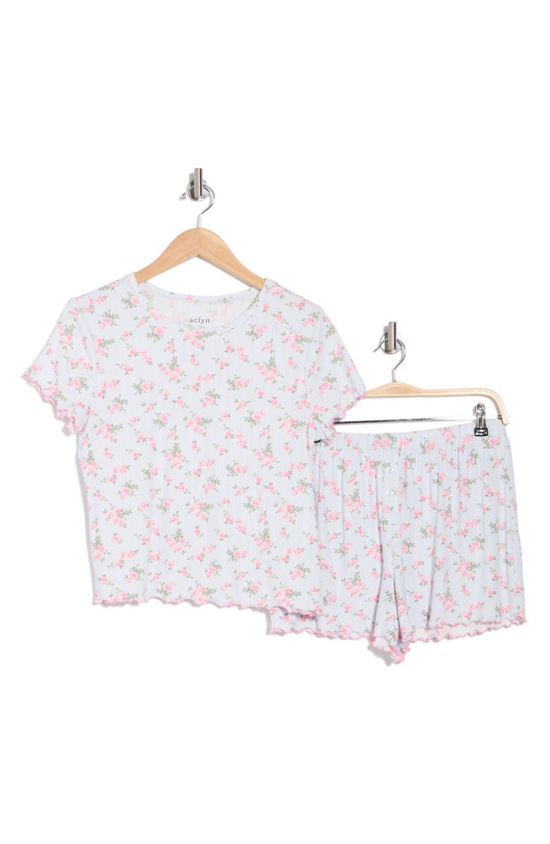 JACLYN Rose Pointelle Short Pajamas, Alternate, color, Cabbage Rose D