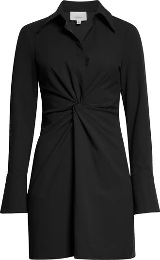 McKenna Front Twist Long Sleeve Mini Shirtdress