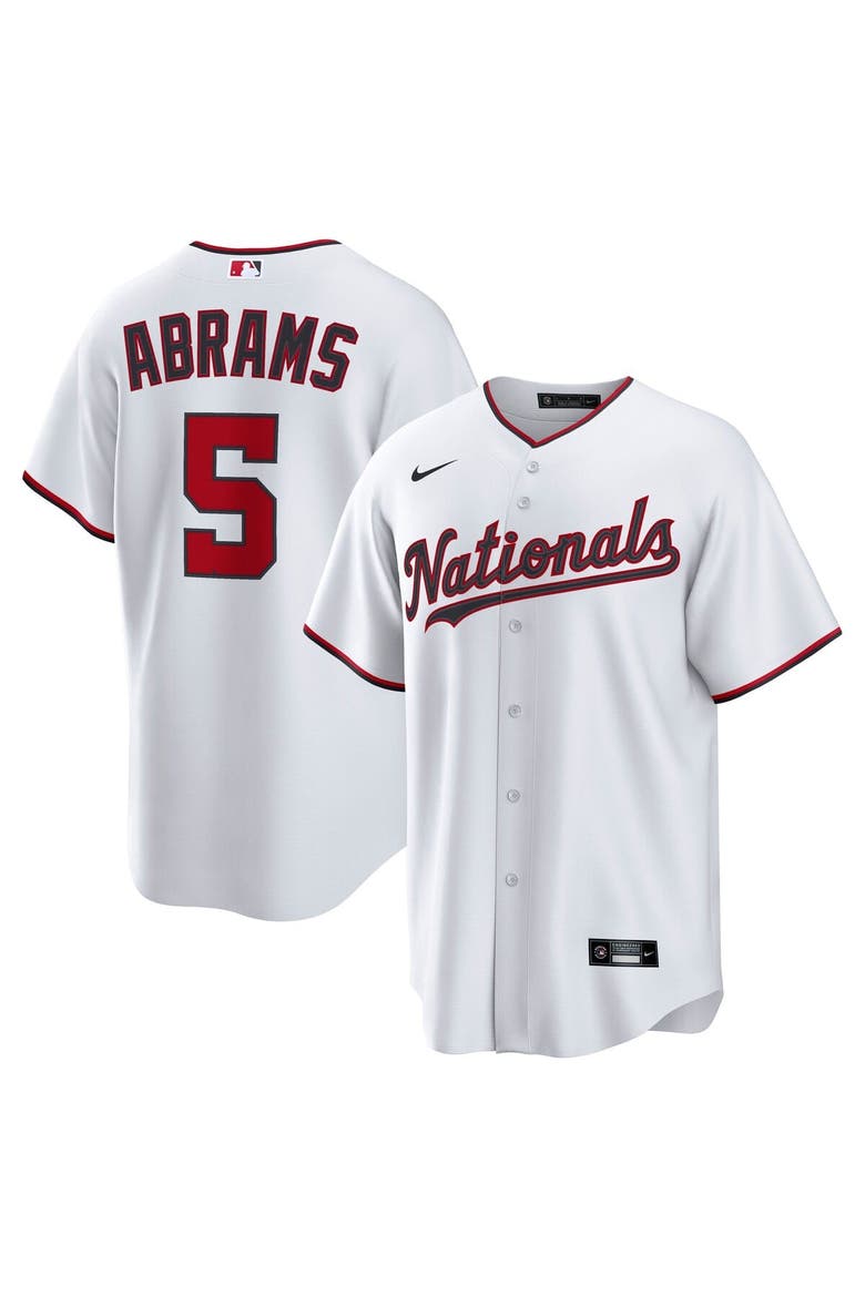 Men's Nike CJ Abrams White Washington Nationals Home Replica Jersey, Alternate, color, White