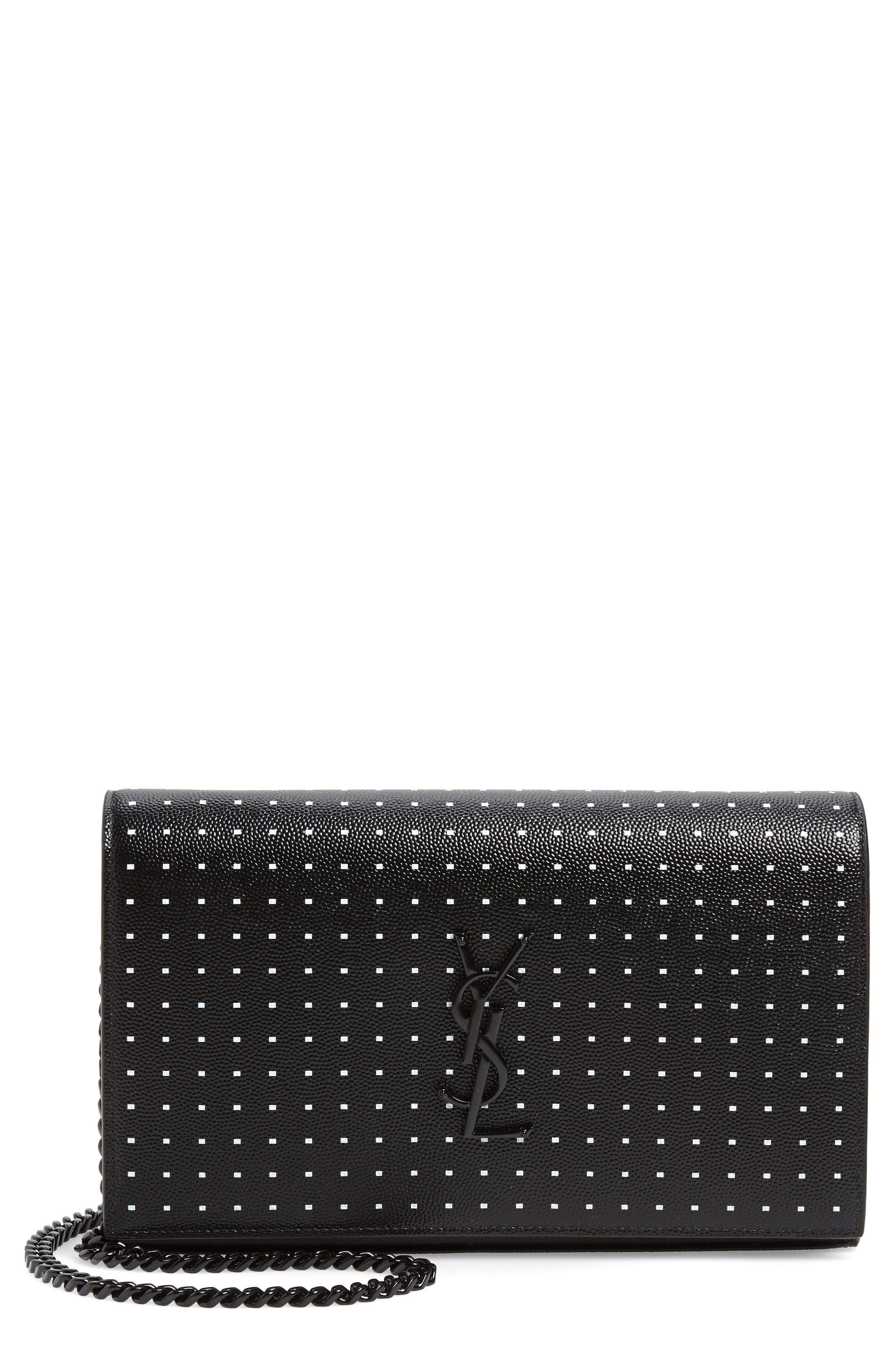 Kate Square Dot Wallet on a Chain, Main, color, NOIR/ BLANC