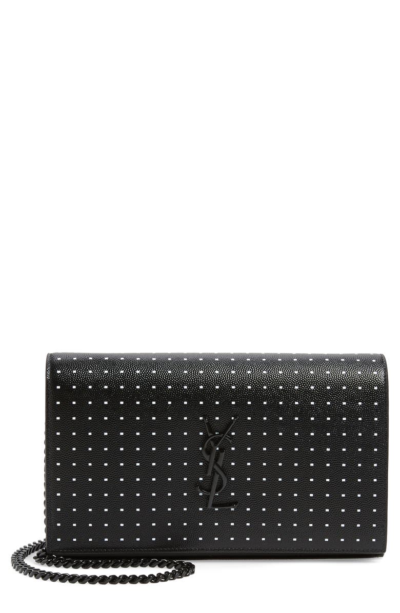 Saint Laurent Kate Square Dot Wallet on a Chain, Main, color,