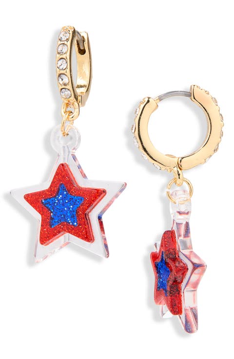 Americana Star Drop Hoop Earrings