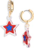 Leith Americana Star Drop Hoop Earrings