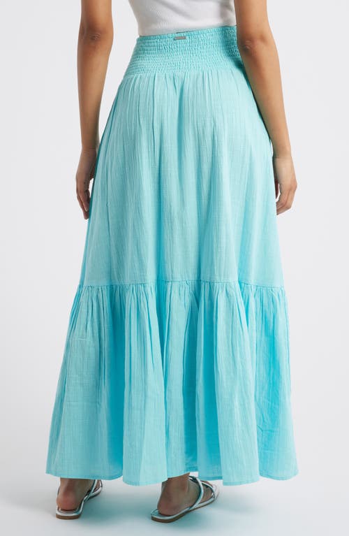 Billabong In The Palms Tiered Cotton Maxi Skirt In Blue