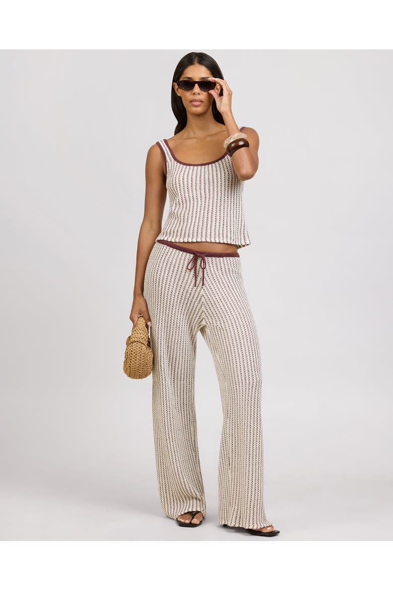 Crochet Knit Square Neck Tank, Alternate, color, Egret/Cacao