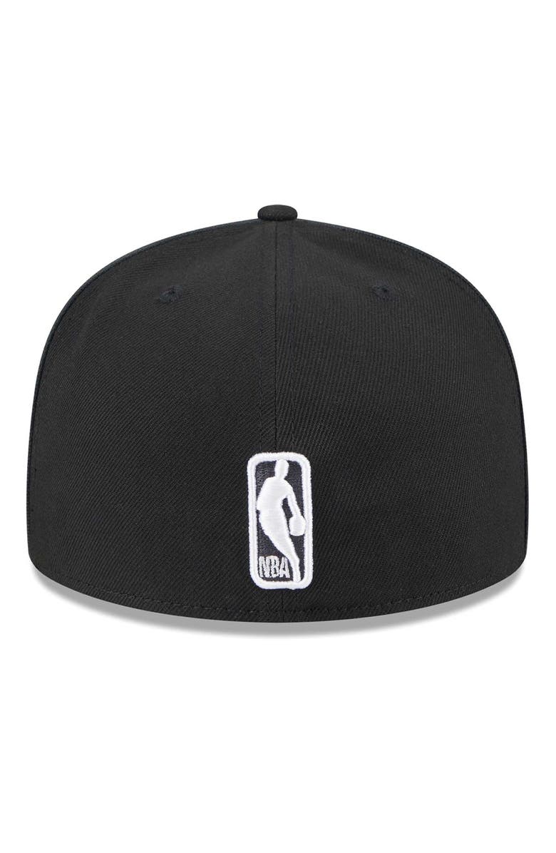 New Era Men's New Era Black Brooklyn Nets Piped & Flocked 59Fifty Fitted Hat, Alternate, color, Black