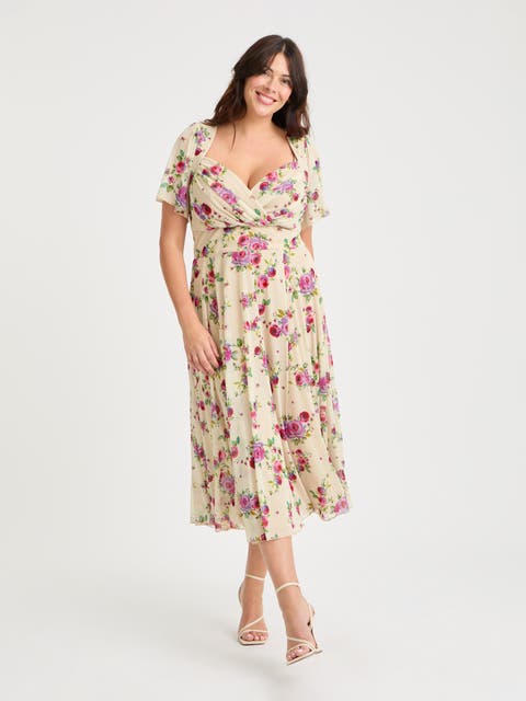 Liz Floral Bolero Wrap Bodice Midi Dress