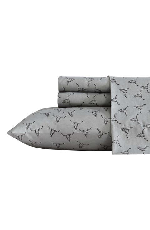 Steer Skull Print Microfiber Sheet Set