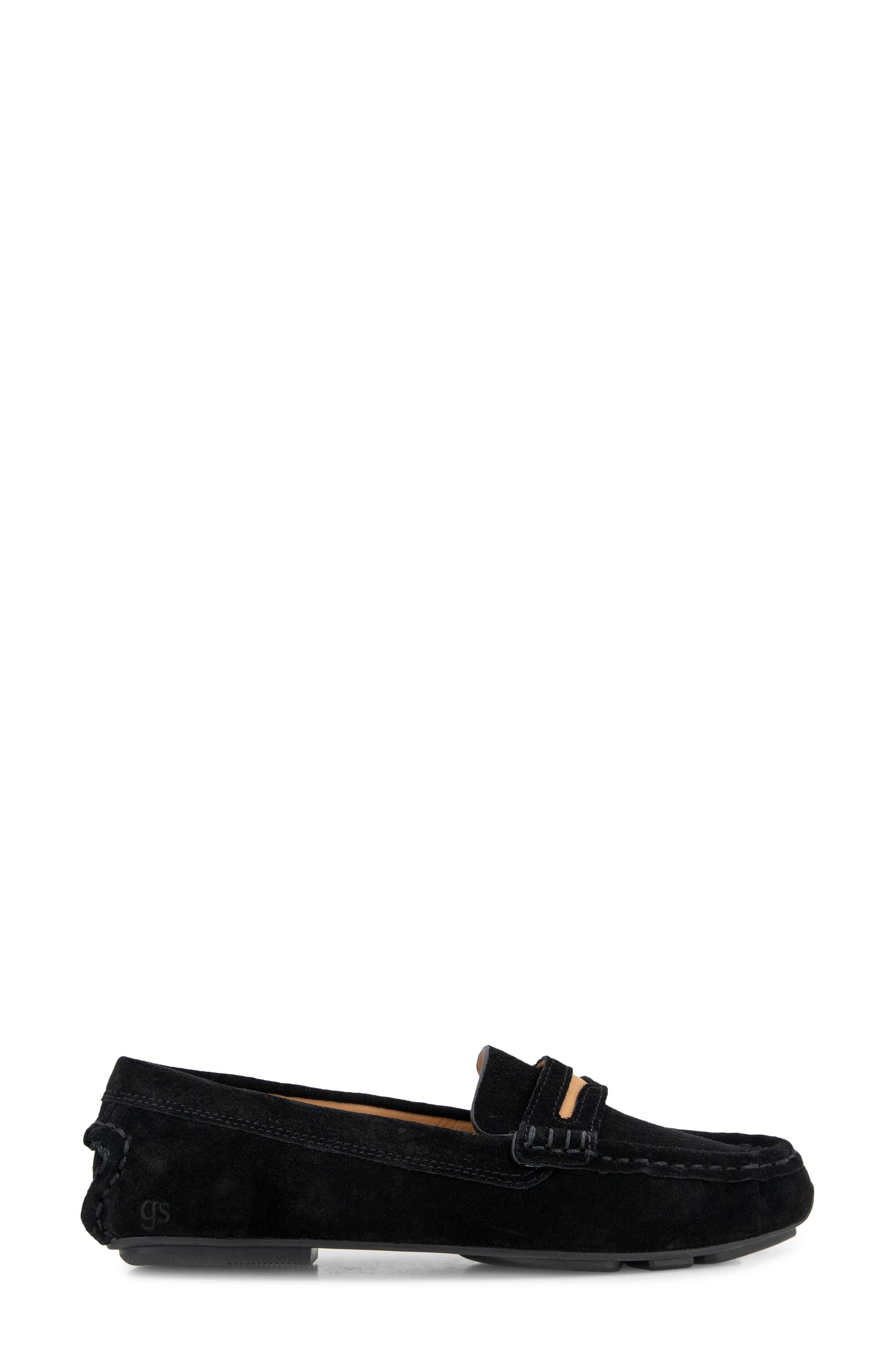 Gentle Souls Madison Moc Toe Penny Loafer, Alternate, color, Black Suede