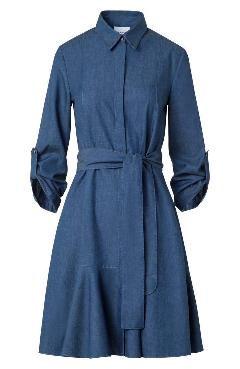 Akris punto Belted Denim Shirtdress, Alternate, color, Medium Blue Denim