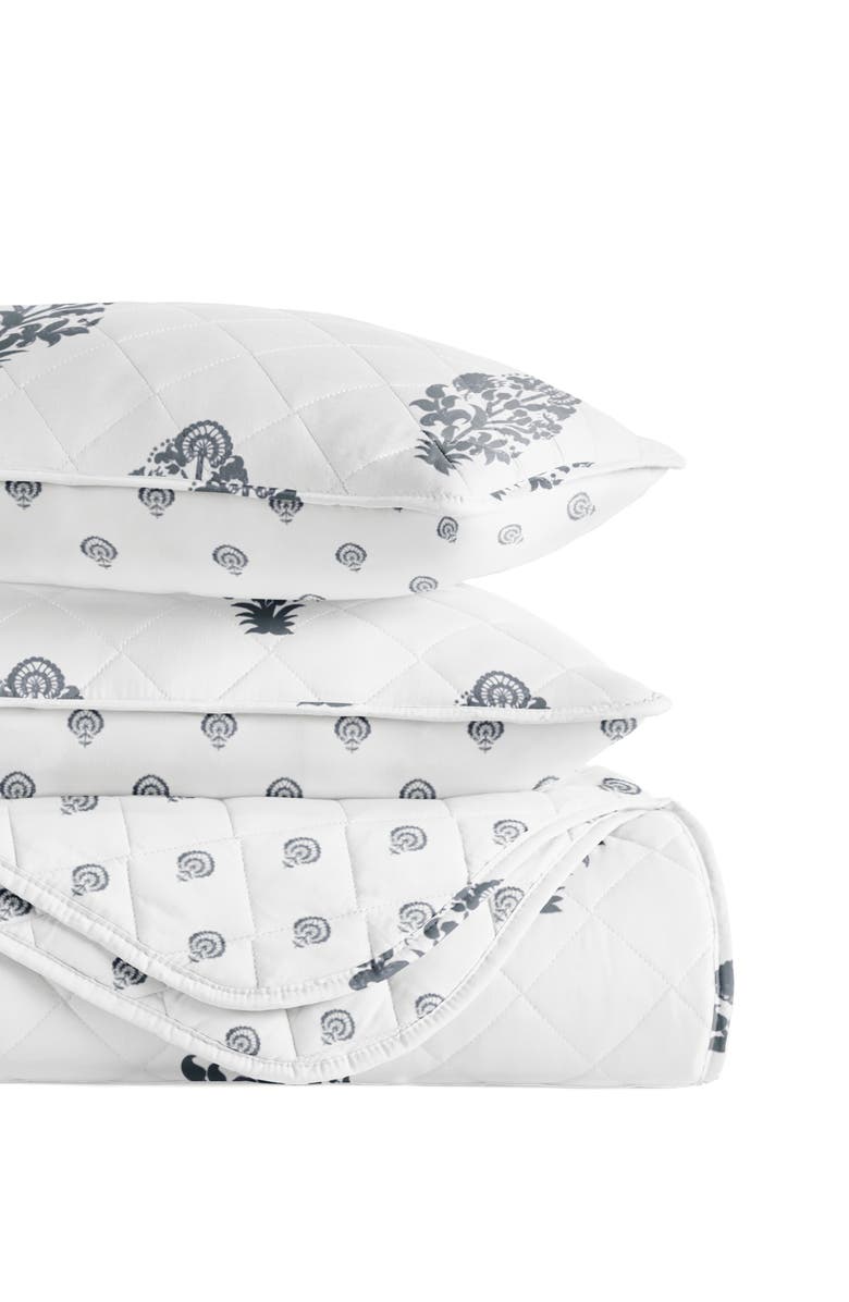 HOMESPUN Pattern Reversible Quilt & Sham Set, Alternate, color, Dusk Blue