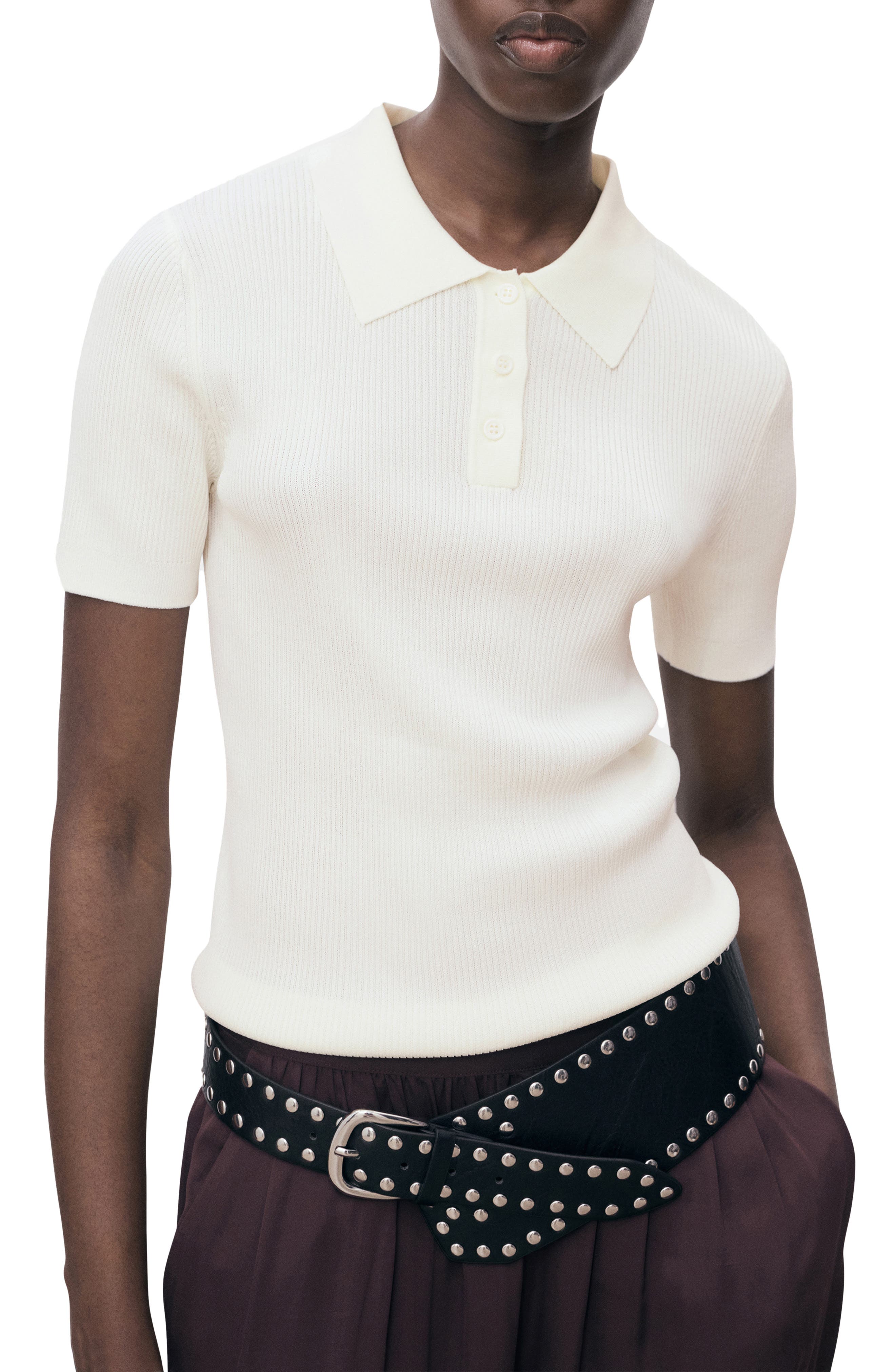 MANGO Short Sleeve Polo Sweater