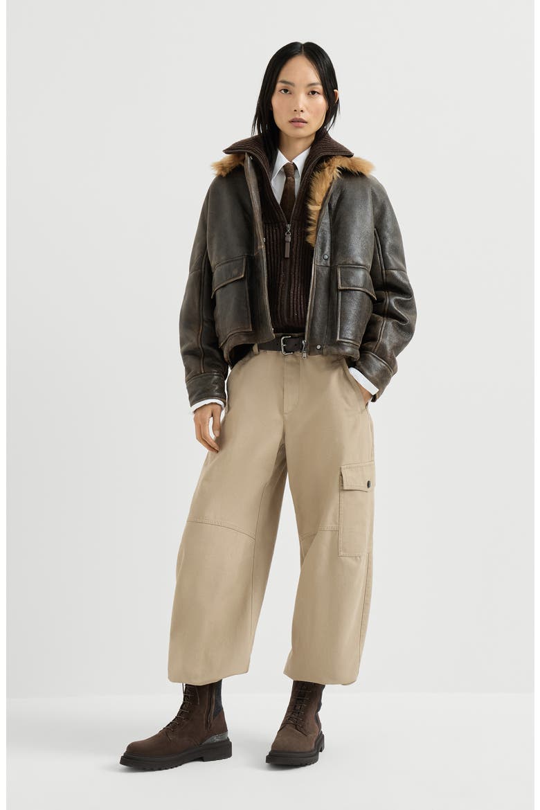 Sparkling & Dazzling cashmere and wool ribbed cardigan with shiny zipper pull, Alternate, color, Coffee