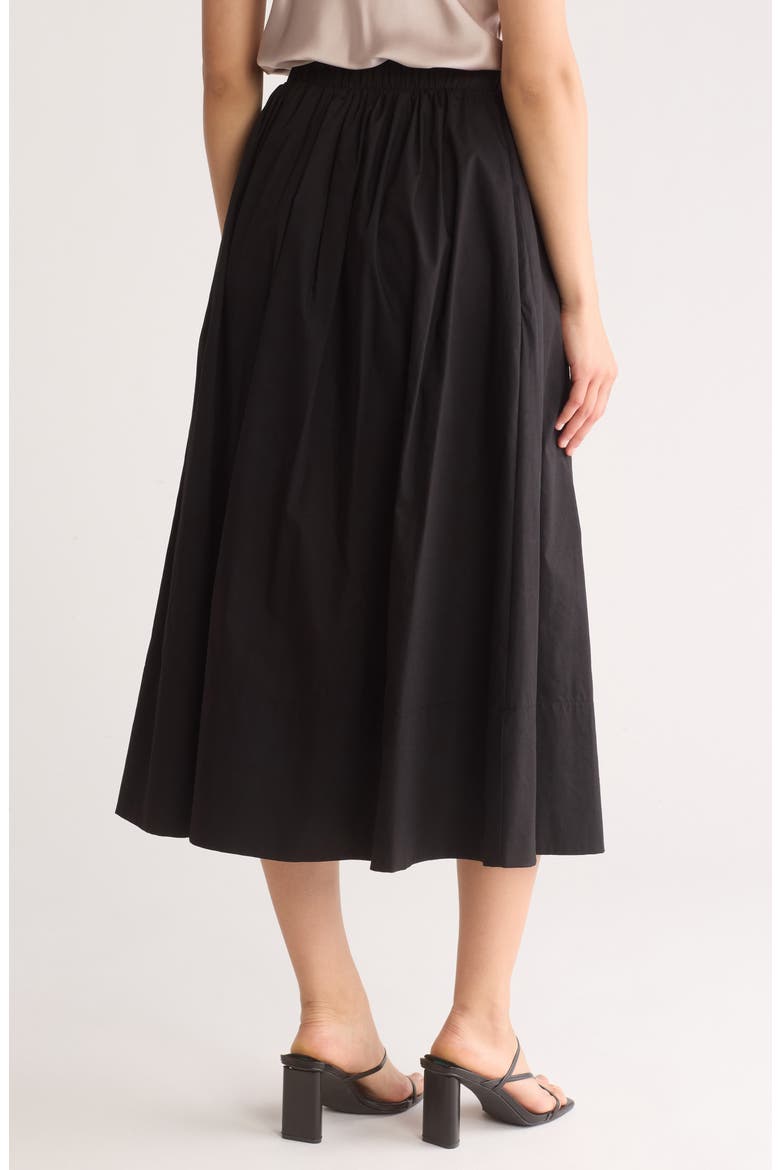 Poplin Midi Skirt, Alternate, color, BLACK