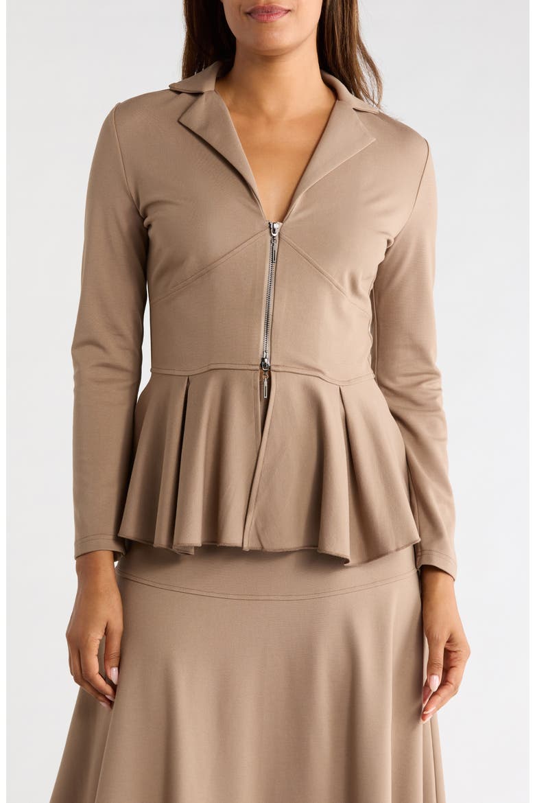 Peplum Zip Front Jacket, Main, color, TAUPE