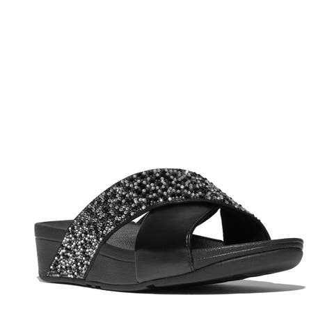 Lulu Crystal-mix metallic cross slides