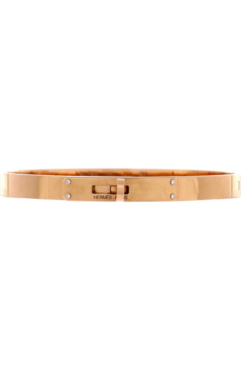 Pre-Owned Hermes Kelly Bracelet 18K Rose Gold with 4 Diamonds Small, Main, color, Rose Gold
