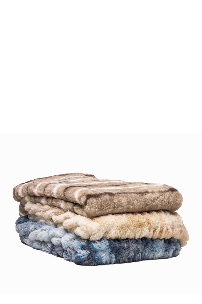Faux Fur Throw - 50" x 60" - Beige Rabbit, Alternate, color, DAYTON BEIGE RABBIT