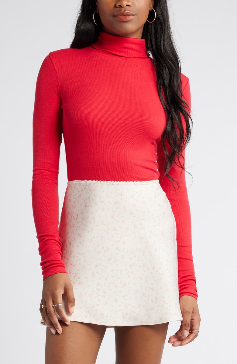 BP. Turtleneck Rib Top, Main, color, Red Lipstick