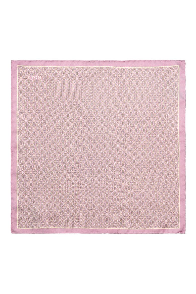 Geometric Silk Pocket Square, Alternate, color, MEDIUM PINK